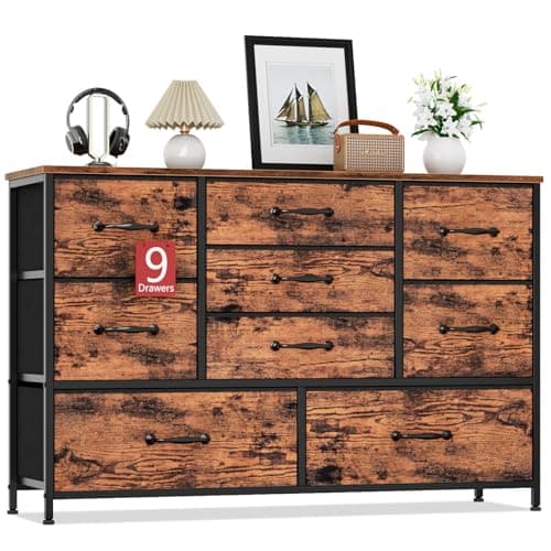 Furnulem Black Oak TV Stand with Power Outlet for 55" TVs