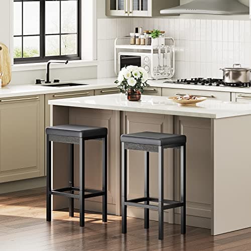 HOOBRO 24.8-Inch Black Bar Stool Set, Kitchen & Dining Room BB21BY01