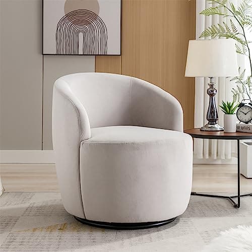 i-POOK Swivel Accent Chair, Modern Velvet Upholstered Armchair White