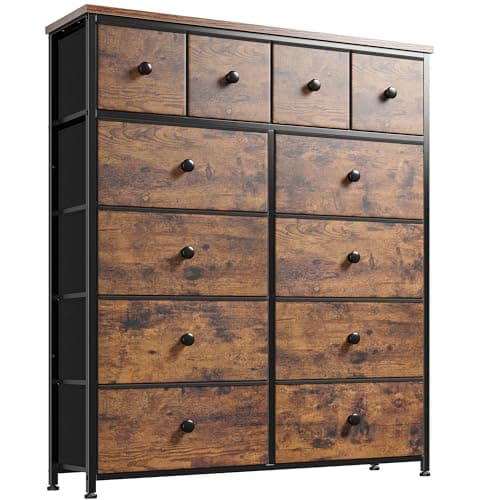 EnHomee Black Dresser for Bedroom with 12 Drawers, 40.7 W x 43.8 H, Fabric Storage