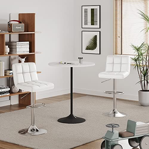 Furmax White Modern Pu Swivel Bar Stool Set of 4 (4pcs)