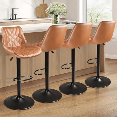 Waleaf 4-Piece Counter Height Swivel Bar Stool Set with Back and Footrest