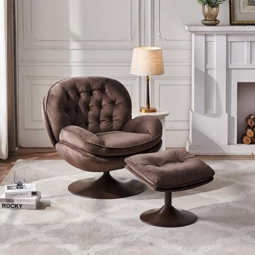 i-POOK Modern Swivel Accent Chair with Ottoman Set, Green