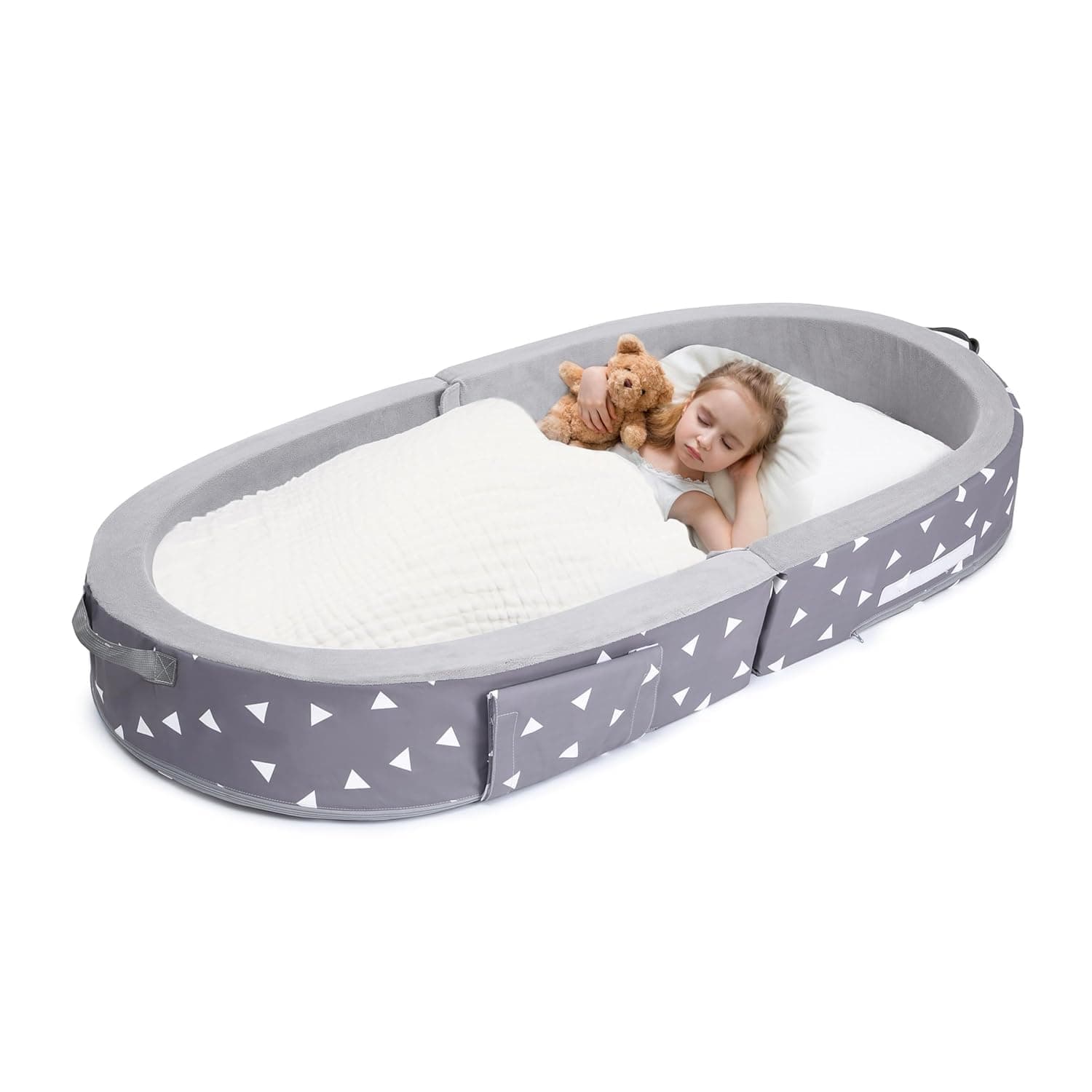 Compact Travel Cot for Toddlers with Safety Bar, Lightweight for Sleepovers