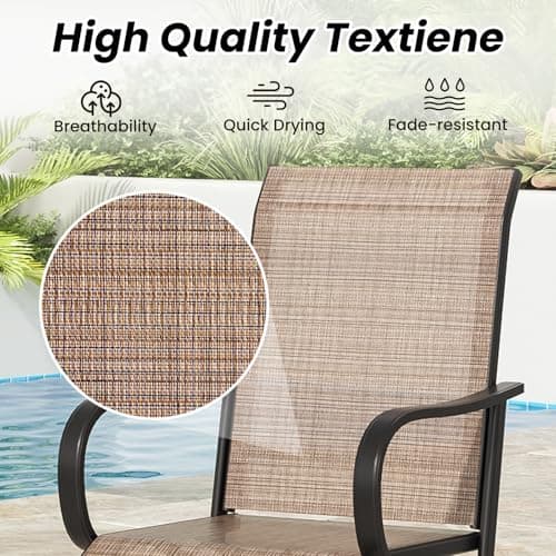 Soohow Swivel Textilene Outdoor Bar Stool Set, All Weather Ergonomic Chairs