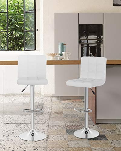 BestOffice Modern Swivel Bar Stool Set of 2 Adjustable Height Kitchen Chairs