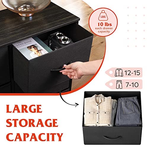 WLIVE Tall Black Dresser with 10 Drawers, Storage Organizer for Bedroom, Closet, and Hallway