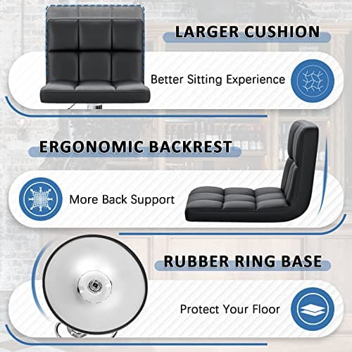 Homall Black PU Leather Adjustable Bar Stools for Kitchen Counter (Set of 2)