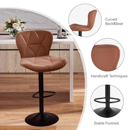 Set of 4 Modern Faux Leather Swivel Bar Stools for Kitchen Island