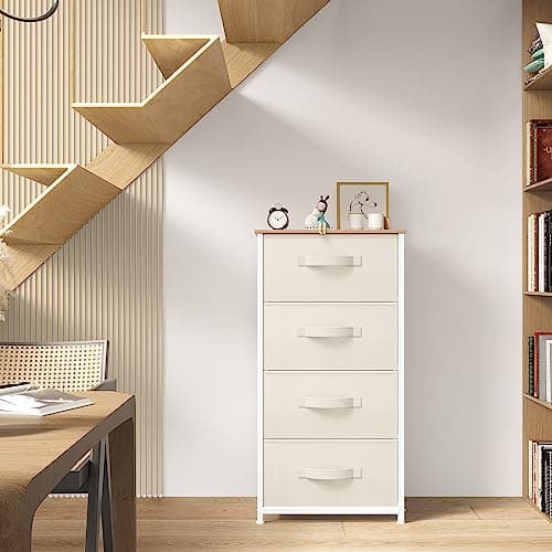 YITAHOME Sturdy 4-Drawer Fabric Dresser, Steel Frame, Wooden Top