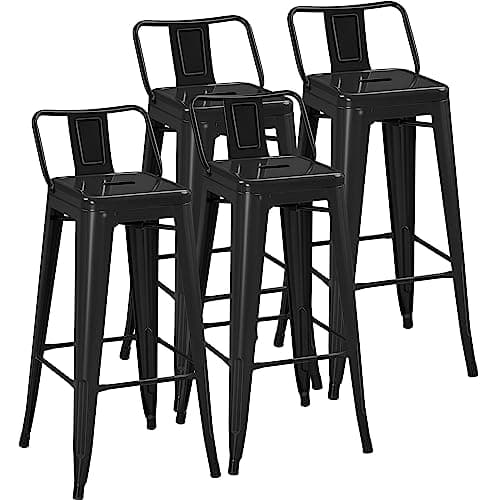 Yaheetech 30 Inch Matte Black Counter Height Barstool Set