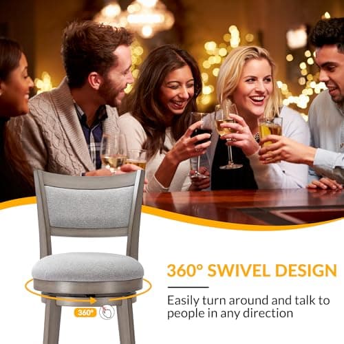 PrimeZone 26 Inch High Back Bar Stools Set of 4, Grey