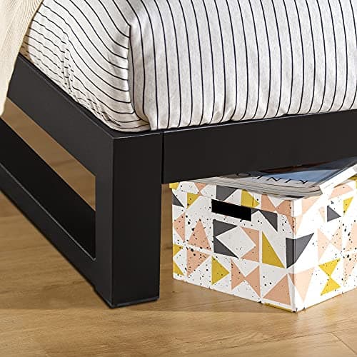 Zinus Trisha Black Metal Queen Bed Frame, Wood Slat Support