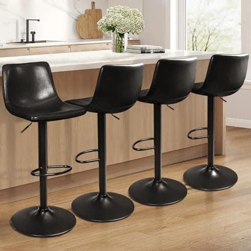 Waleaf Counter Height Bar Stools Set of 2, 350 LBS Capacity PU Leather with Footrest