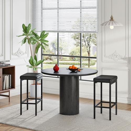 HOOBRO 24.8-Inch Black Bar Stool Set, Kitchen & Dining Room BB21BY01