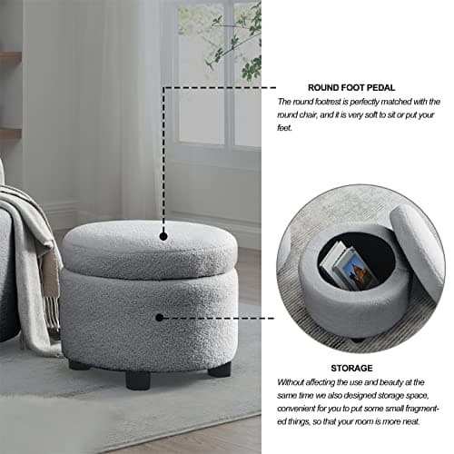 Swivel Accent Chairs Set with Storage Ottoman for Two