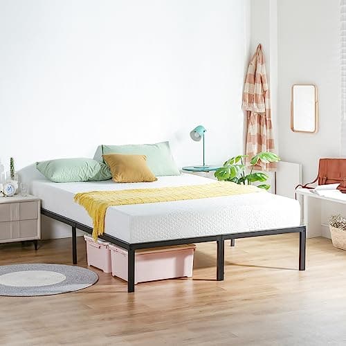 Olee Sleep Queen Size Anti-Slip Steel Bed Frame, Maximum Storage, Black