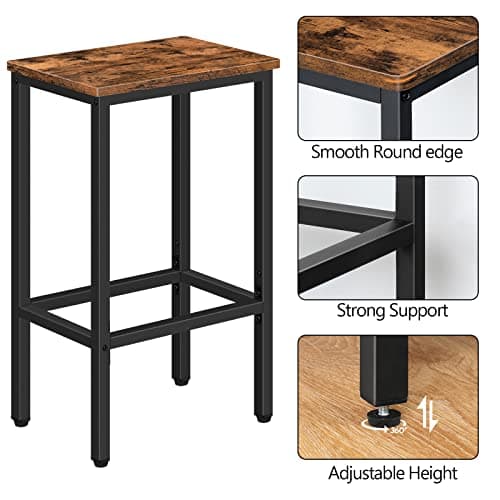 Rustic Brown Industrial Bar Stools, Set of 2 BAHR0101Z