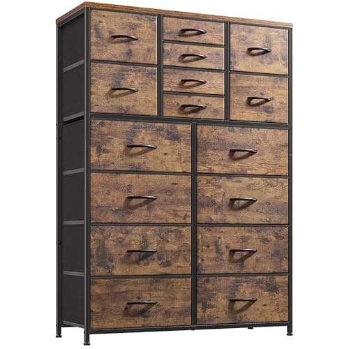 EnHomee Black Tall Dresser with 16 Deep Drawers for Bedroom and Entryway Storage