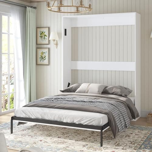 Modern White Murphy Bed Cabinet for Guest Bedroom