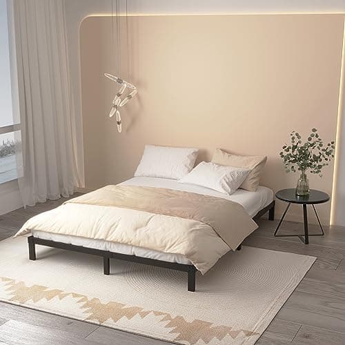 Heavy Duty 8 Inch Queen Metal Bed Frame, No Box Spring, Black