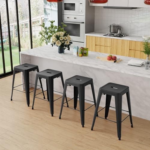 PayLessHere 24 Inch Metal Stool Set - Indoor/Outdoor Stackable Bar Chairs