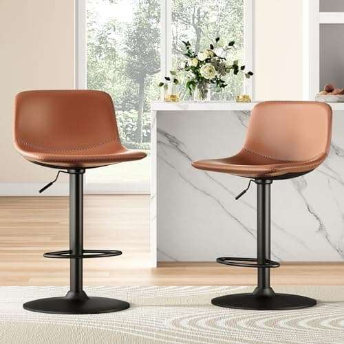 Mid Century Modern Swivel Bar Stools Set of 2 for Kitchen Island