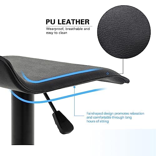 Vogue Black PU Leather Airlift Kitchen Bar Stools, Set of 2