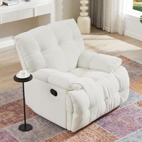i-POOK Oversized Swivel Recliner Chair with Footrest, Cream