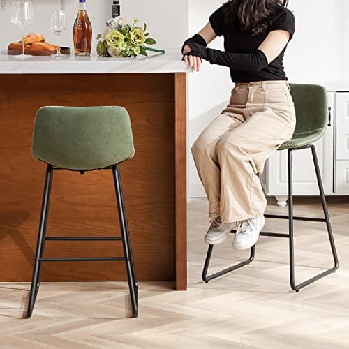 Counter Height Bar Stools Set of 4, Modern Kitchen Island Stools 26 InchesSeat Height
