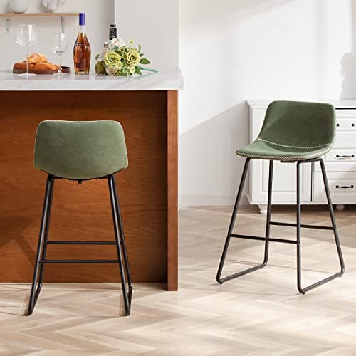 Counter Height Bar Stools Set of 4, Modern Kitchen Island Stools 26 InchesSeat Height