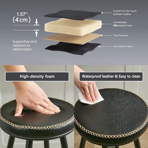 28" Swivel Black Faux Leather Bar Stools for Kitchen Island (2 PCS)