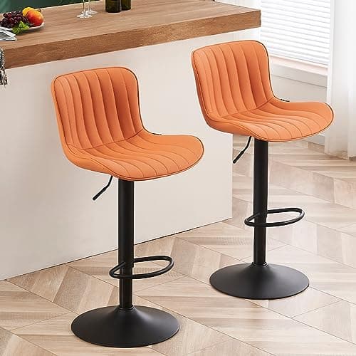 YOUNUOKE Counter Height Swivel Bar Stools, Light Grey Faux Leather, Set of 2