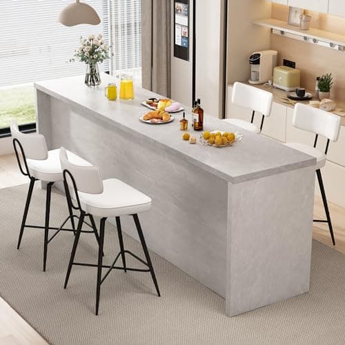 26 Inch White Leather Counter Swivel Stools with Back, Kitchen Bar Chairs Set of 2