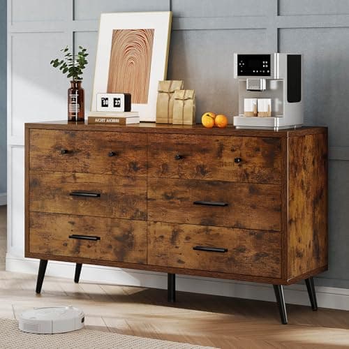 DWVO Grey 6 Drawer Dresser - Large Modern Wood Storage Chest
