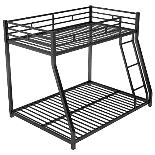 i-POOK Twin Over Full Metal Bunk Bed Frame with Ladder & Safety Guardrail, Gray