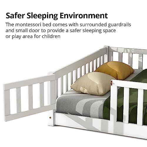 i-POOK Twin Montessori Floor Bed for Children, White