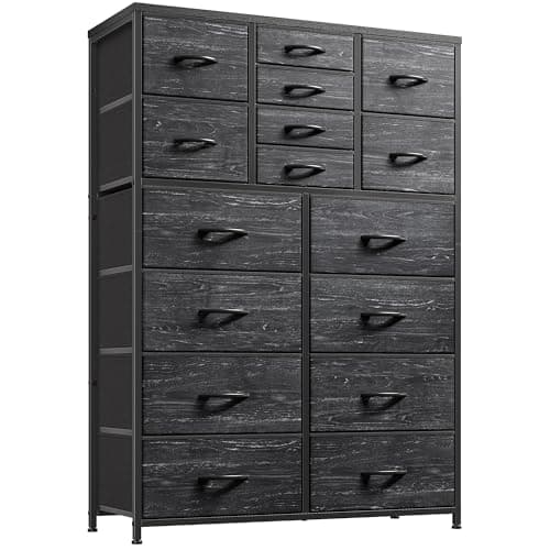 EnHomee Black Tall Dresser with 16 Deep Drawers for Bedroom and Entryway Storage