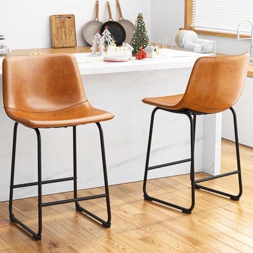 Set of 4 Urban Modern Bar Stools for Kitchen Island in Brown