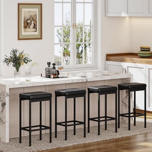 HOOBRO 24.8-Inch Black Bar Stool Set, Kitchen & Dining Room BB21BY01