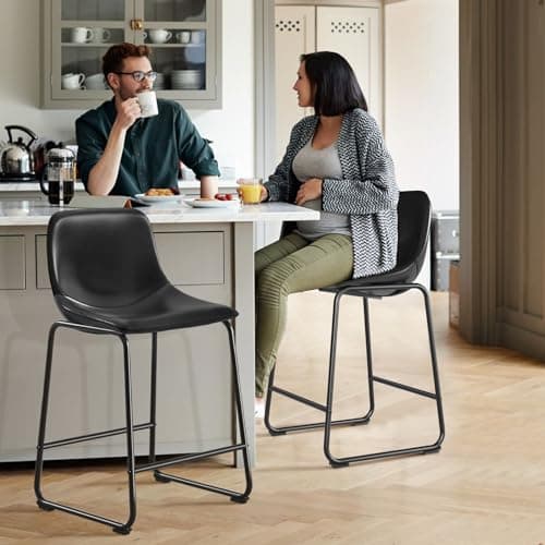 TAVR Counter Height Dining Chairs Set, Black, Vintage Style, Up to 500 lbs