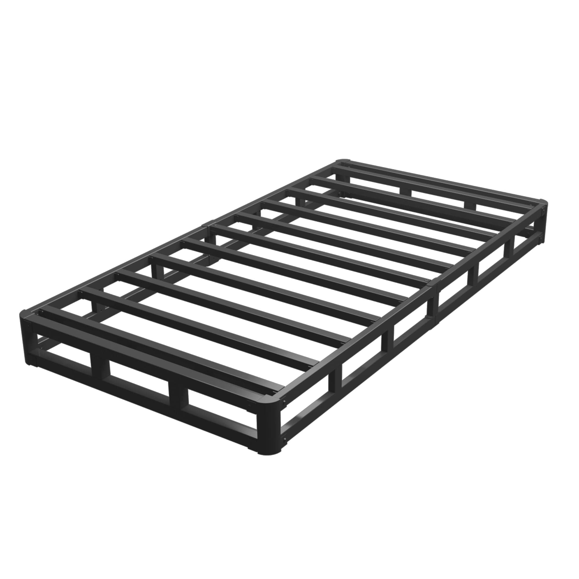 6 Inch Round Corner Twin Bed Frame, Silent Anti-Slip Metal, No Box Spring Needed
