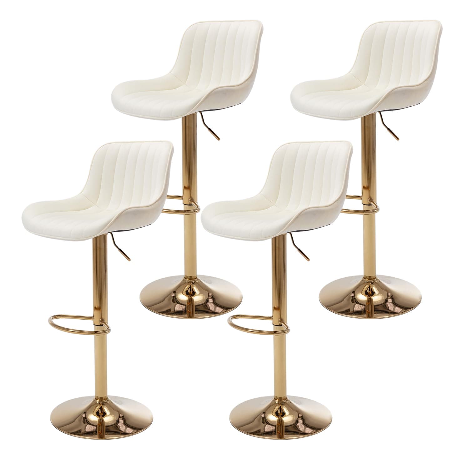 Beige Modern Velvet Swivel Bar Stools, Counter Height with Backs Set of 4