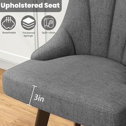 Dark Gray Fabric Upholstered Bar Stools with Back, 24" Counter Height, Set of 4
