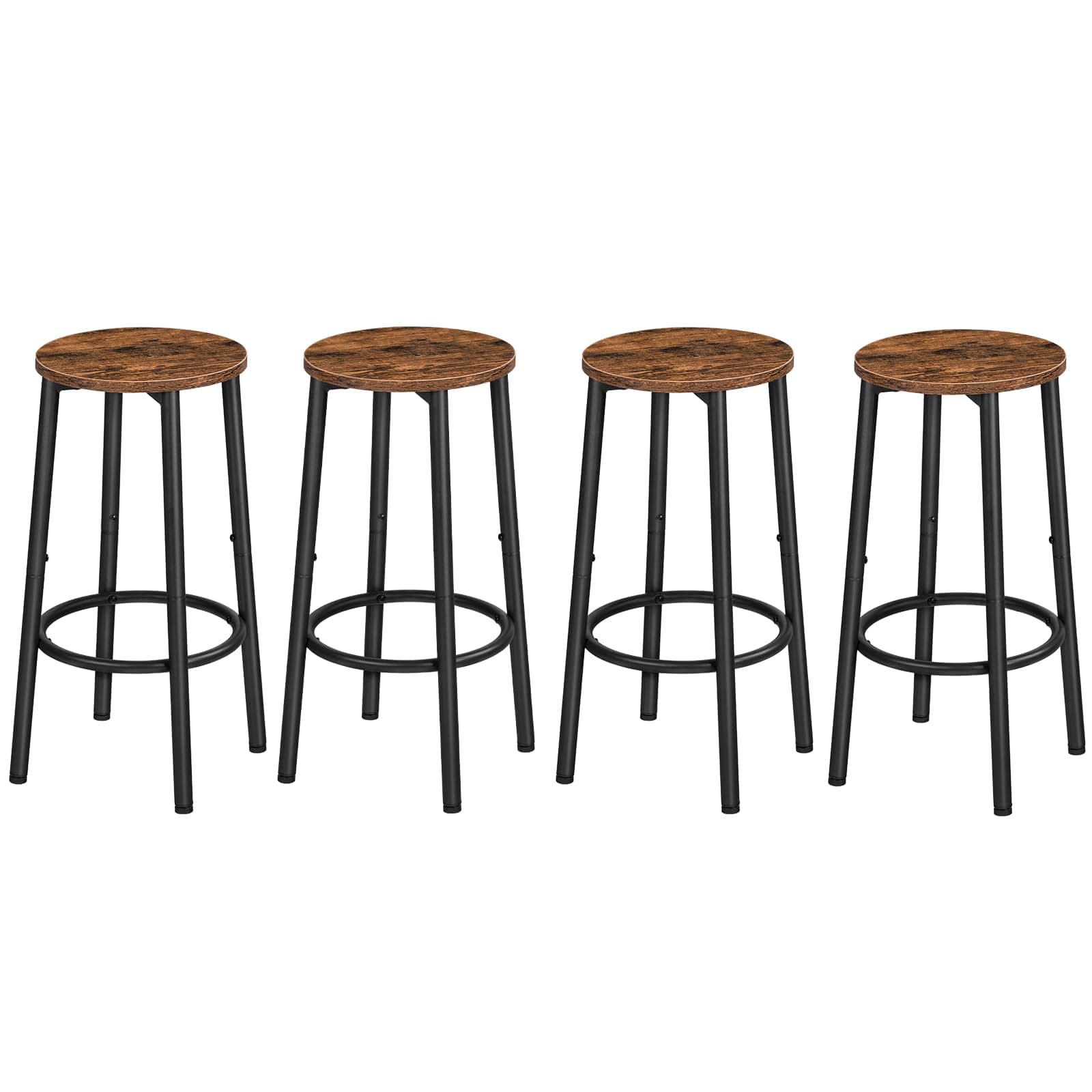 Rustic Brown & Black Counter Height HOOBRO Bar Stool Set of 4, BF03BYP401N1