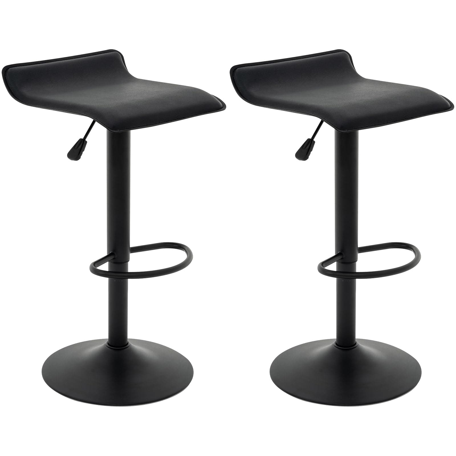 Vogue Black PU Leather Airlift Kitchen Bar Stools, Set of 2