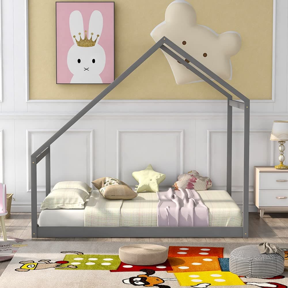 Wooden House Bed Frame for Boys and Girls