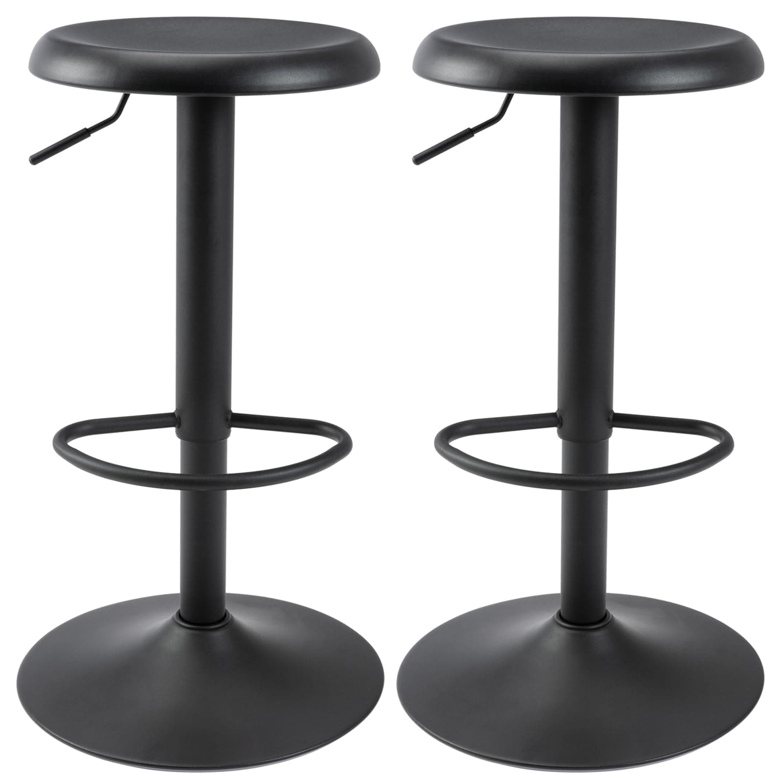 Adjustable Swivel Bar Stools Set for Kitchen Dining Room Pub Cafe (Black)