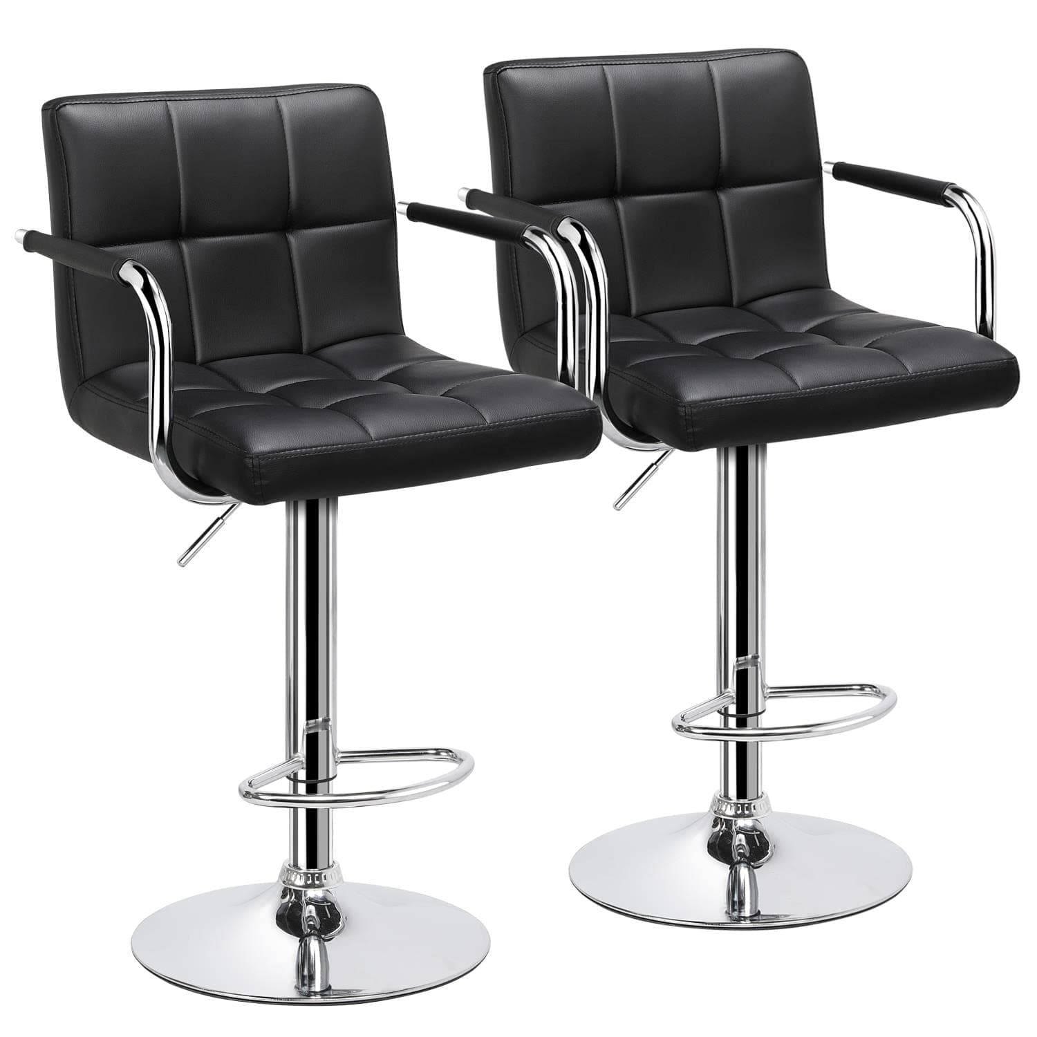 2 Black Yaheetech Adjustable Swivel Barstools for Kitchen and Bar