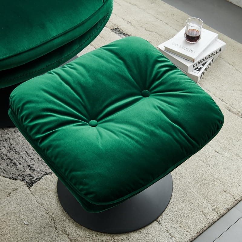 i-POOK Modern Swivel Accent Chair with Ottoman Set, Green